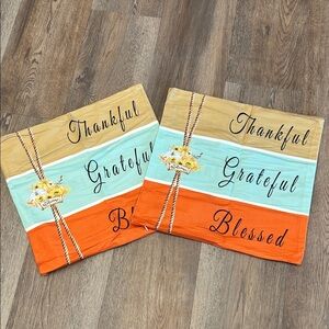 Colorful Thankful Grateful Blessed Accent Pillow covers